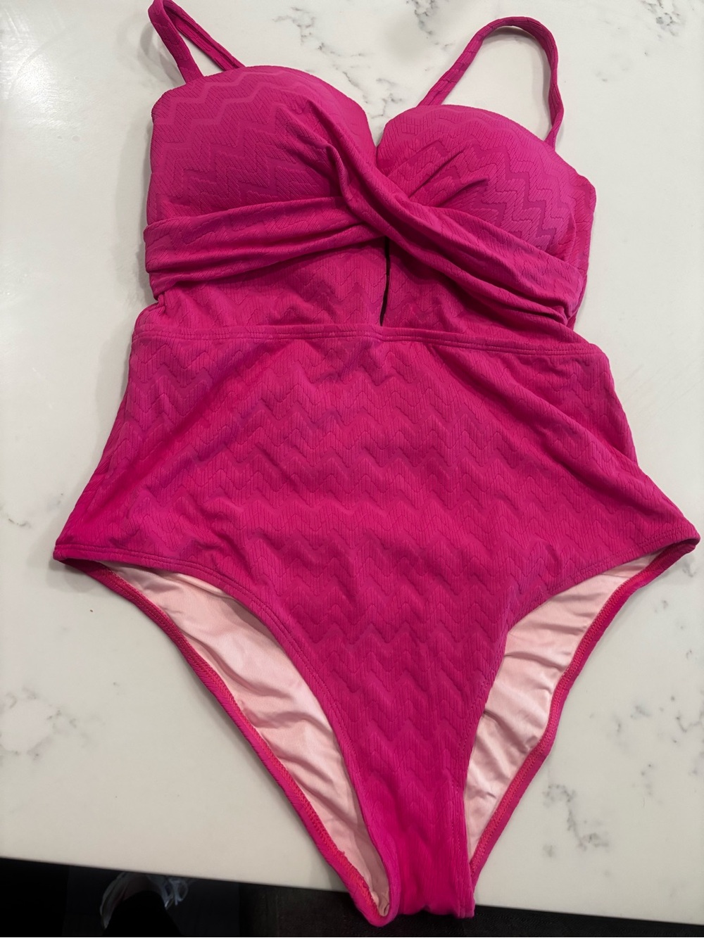 Cupshe Hot Pink Twist Front One-Piece Swimsuit